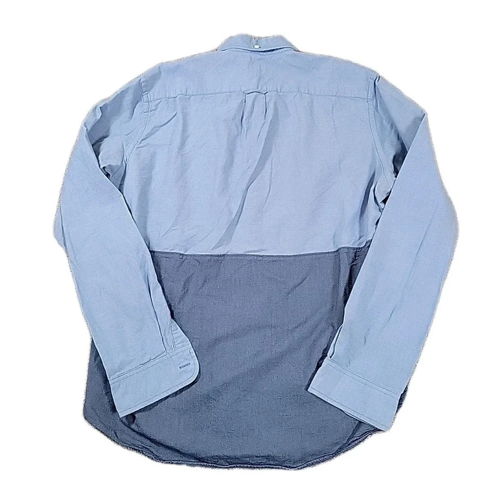 J Crew Shirt Mens L Blue Oxford Long Sleeve Slim Fit Preppy Button Up COLORBLOCK